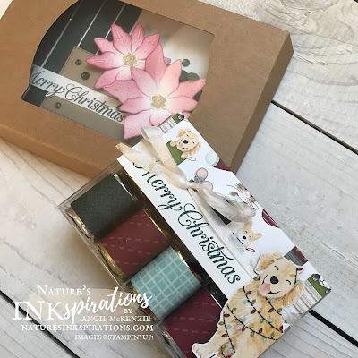 Packing Ideas with Stampin' Up! Boxes and DSP | Nature's INKspirations by Angie McKenzie for the Crafty Collaborations Packaging Blog Hop; Click READ or VISIT to go to my blog for details! Featuring the Sweet Stockings 12" x 12" Designer Series Paper along with the Acetate Card Boxes and Kraft Gift Boxes by Stampin' Up!
