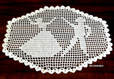  Romantic Couple Dancing Filet Crochet Doily with Silver Accents - By Ruth Sandra Sperling at RSS Designs In Fiber