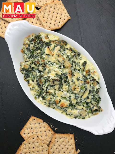 mau cocina de todo dip de alcachofas y espinacas con queso caliente receta facil al horno