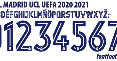 FONT FOOTBALL: Font Vector Real Madrid UCL UEFA 2020 2021 kit