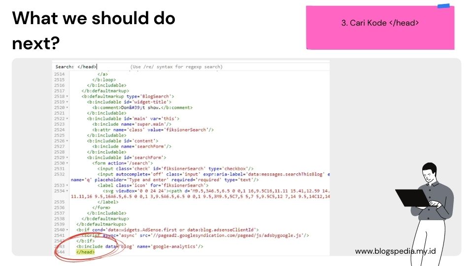 mencari kode head dalam blogspot
