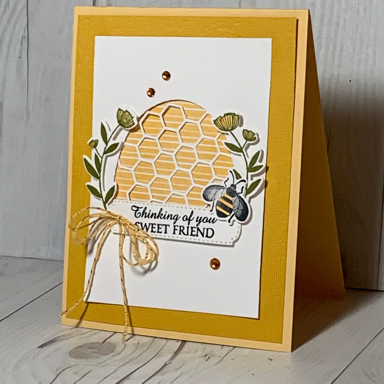 Cute card using Honey Bee Stamp Set and Detailed Bee Dies Stamped