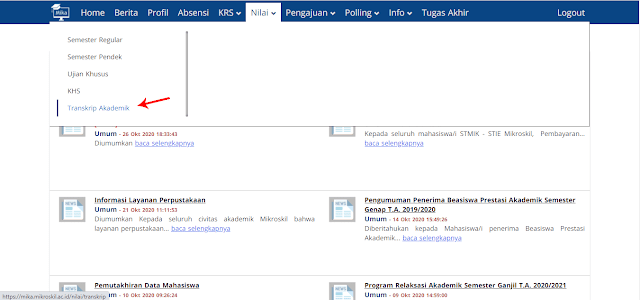 Panduan MIKA Cara Mencetak Transkrip Akademik Melalui