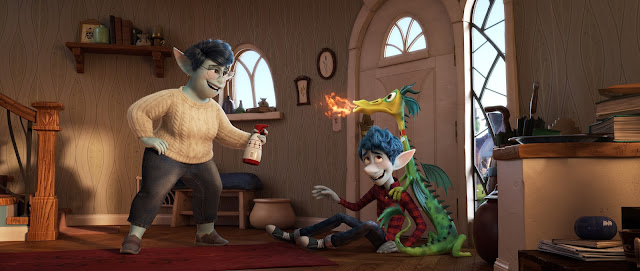 Pixar's Onward with Tom Holland (Ian Lightfoot) and Julia Louis-Dreyfus (Laurel) with Blazey