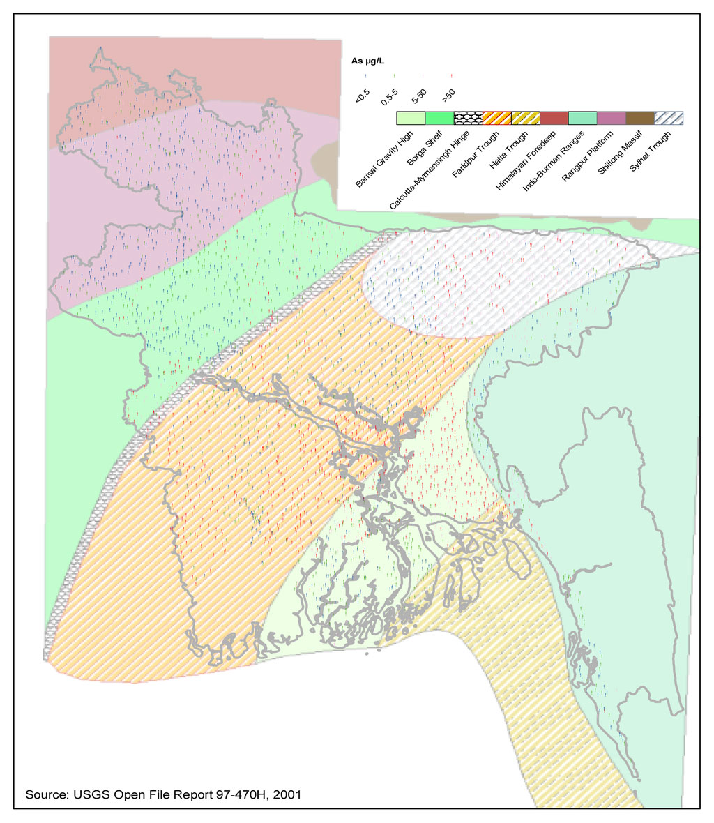 Distribution of Arsenic in the Context of the Generalized Tectonic Map of Bangladesh