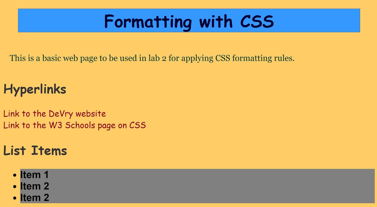 My Web Class: Cascading Styles
