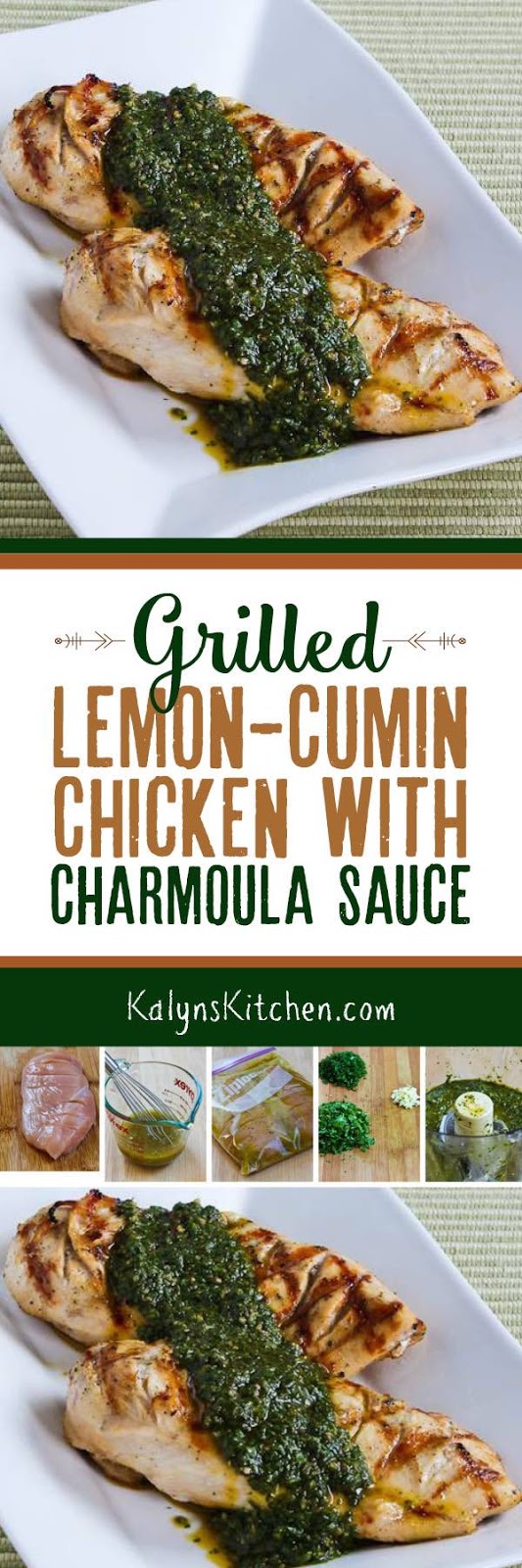 Grilled Lemon-Cumin Chicken with Charmoula Sauce - Kalyn's Kitchen