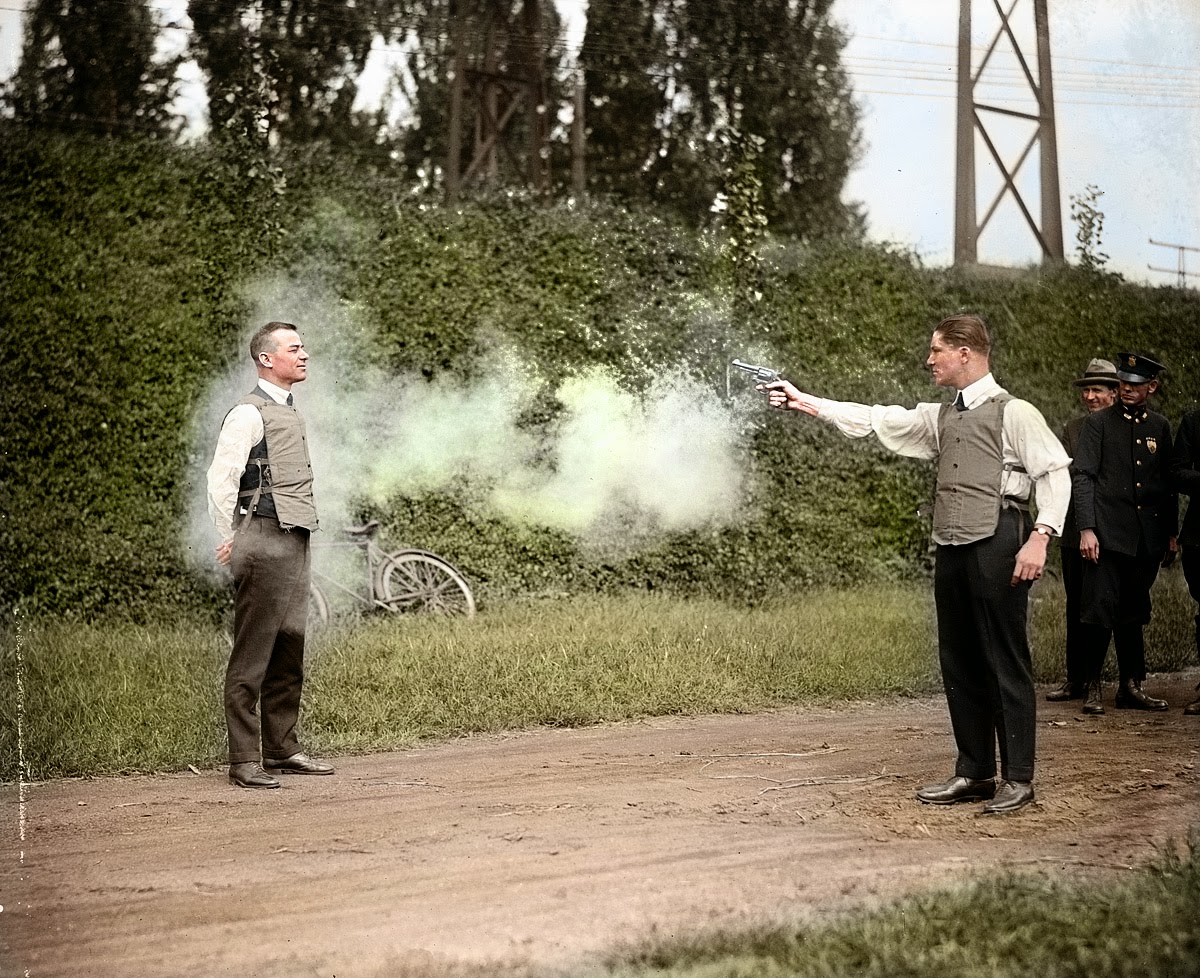 Testing a bulletproof vest  1923 - 18