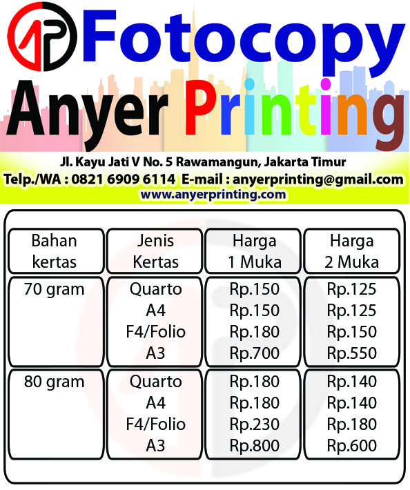 Harga Print Fotocopy Perlembar