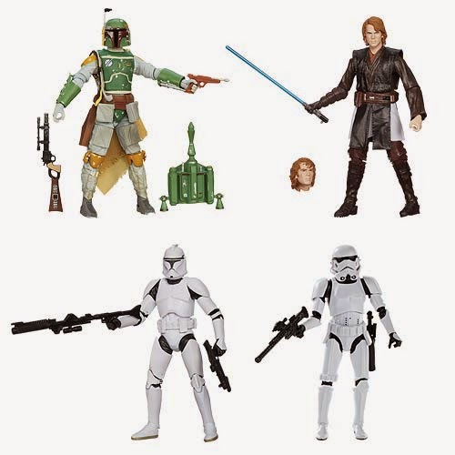 Star Wars Black Series Wave 4 6” Action Figures - “Empire Strikes Back” Boba Fett, “Revenge of the Sith” Anakin Skywalker, “Attack of the Clones” Clone Trooper & Stormtrooper