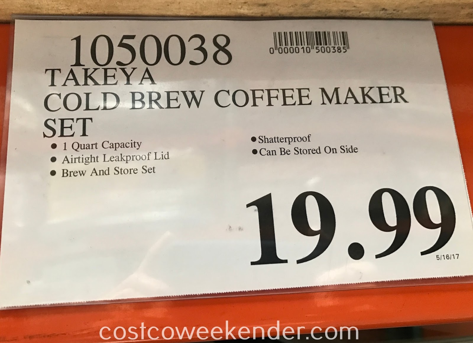 Takeya Cold Brew Coffee Maker Brew and Store Set Costco Weekender