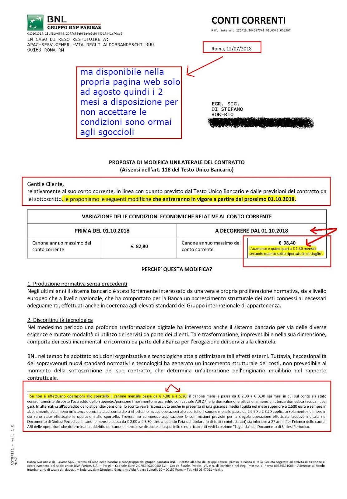Cambiamo la nostra italia: continuo rincaro dei conti correnti ... Conto corrente senza canone