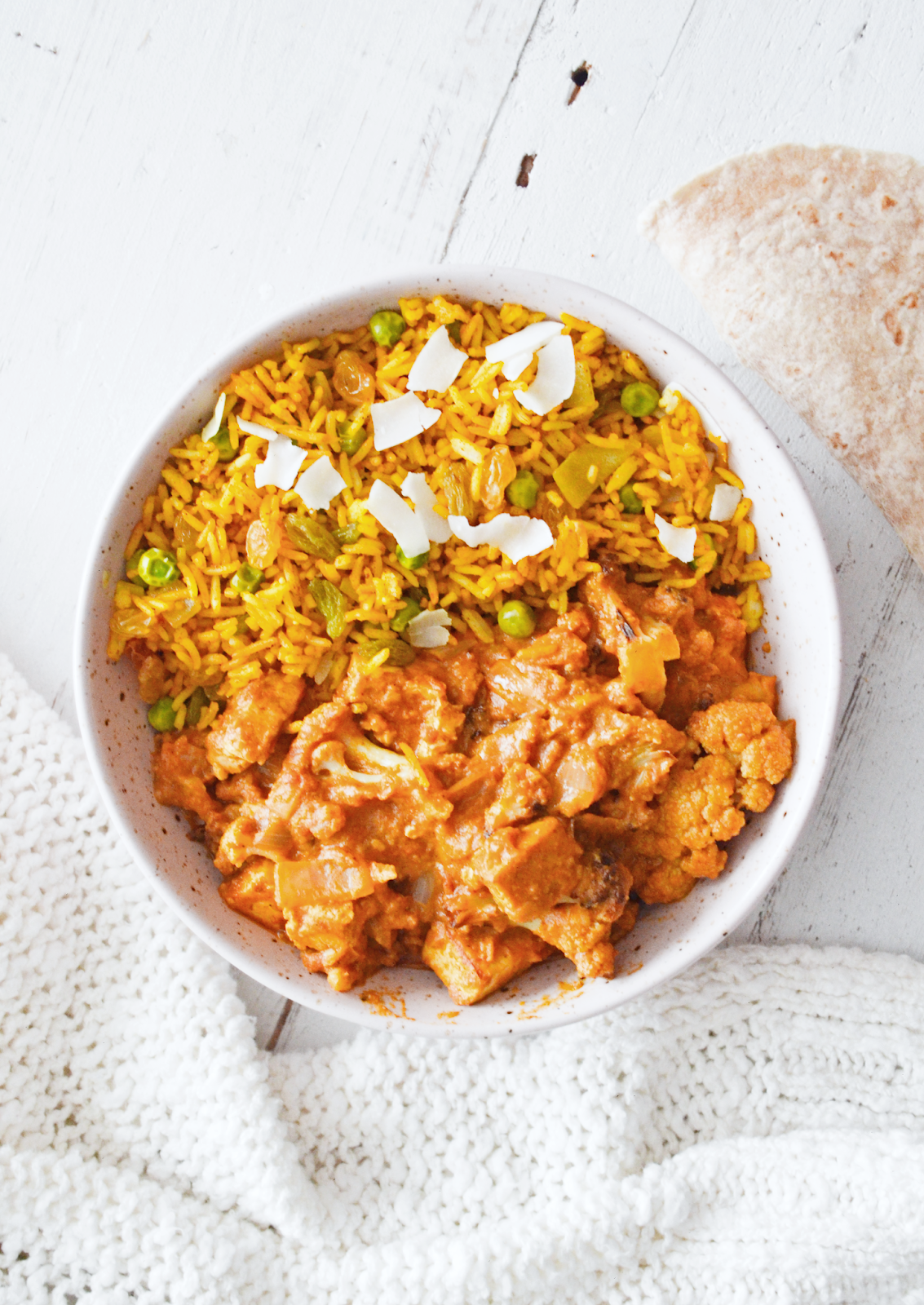 Cauliflower Tofu Korma & Indian Style Rice Vegan Shannon Michelle