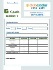 Examen del Bloque I Sexto grado 2018-2019 Examen del Bloque I Sexto grado 2018-2019