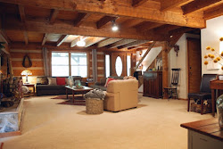cabin living room log eclectic antique renovation wood rustic challenge bold rug everything reveal envisioned floors always ve persian