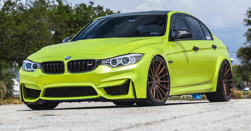 Satin Lime Green BMW M3 Strikes A Pose With Bronze Wheels