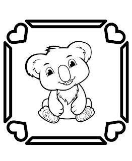 Cute Koala with hearts frame coloring page