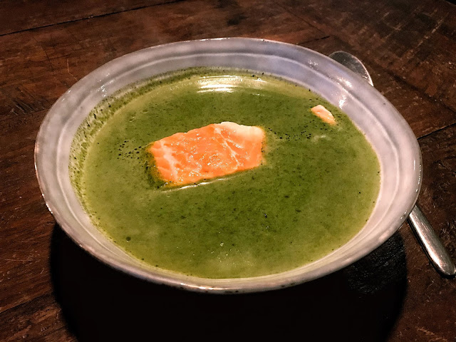 Spinach Soup with Salmon