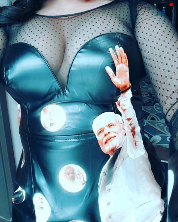 Check-Images: PM Narendra Modi Face On Rakhi Sawant's Modi Dress