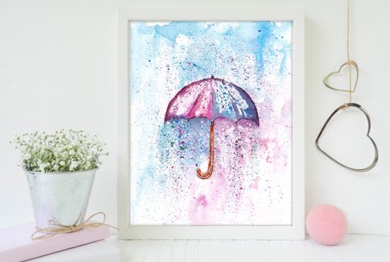 Pintando com Aquarela: Guarda-Chuva Pintando com Aquarela: Guarda-Chuva