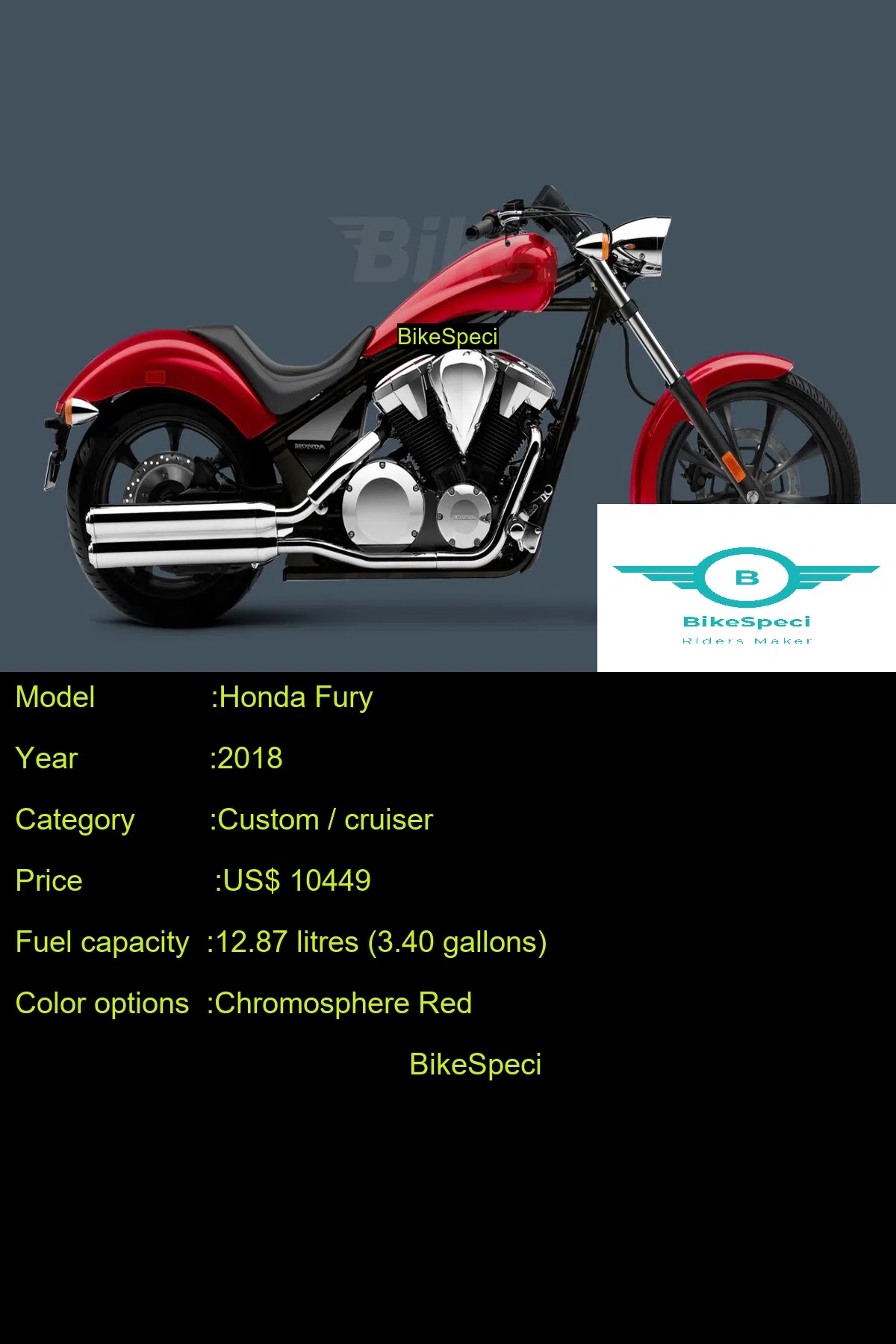 Honda Fury | Price, Photos, Millage, Speed, Colours etc. | BikeSpeci