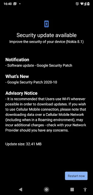 Nokia 8.1 receiving October 2020 Android Security patch