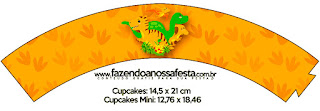 Dinosaurs Party: Free Printable Cupcake Toppers and Wrappers. DinosaursParty Free Printable Wrappers Cupcake.
