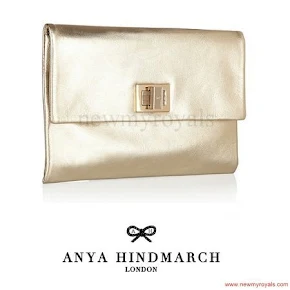 Crown Princess Victoria carried Anya Hindmarch Gold Metallic Clutch