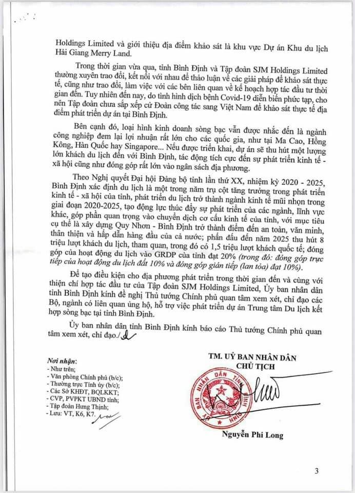 Ông Trùm Casino của Macau SJM Holdings muốn đầu tư dự án casino 6 tỷ USD vào Hải Giang Merry Land