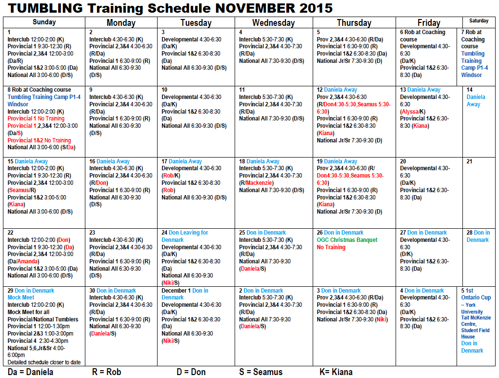 OAKVILLE GYMNASTICS CLUB TUMBLING PROGRAM November Schedule UPDATED Nov 10 oakville-gymnastics-club-tumbling-program-november-schedule-updated-nov-10