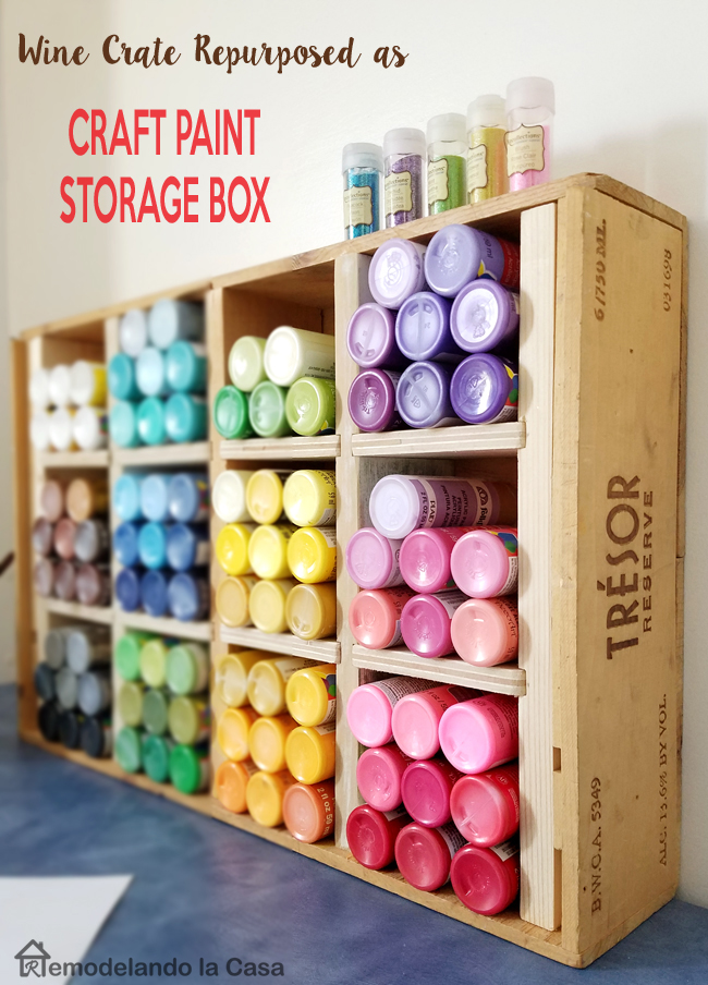 Craft Room Organization - Paint Storage Box - Remodelando la Casa