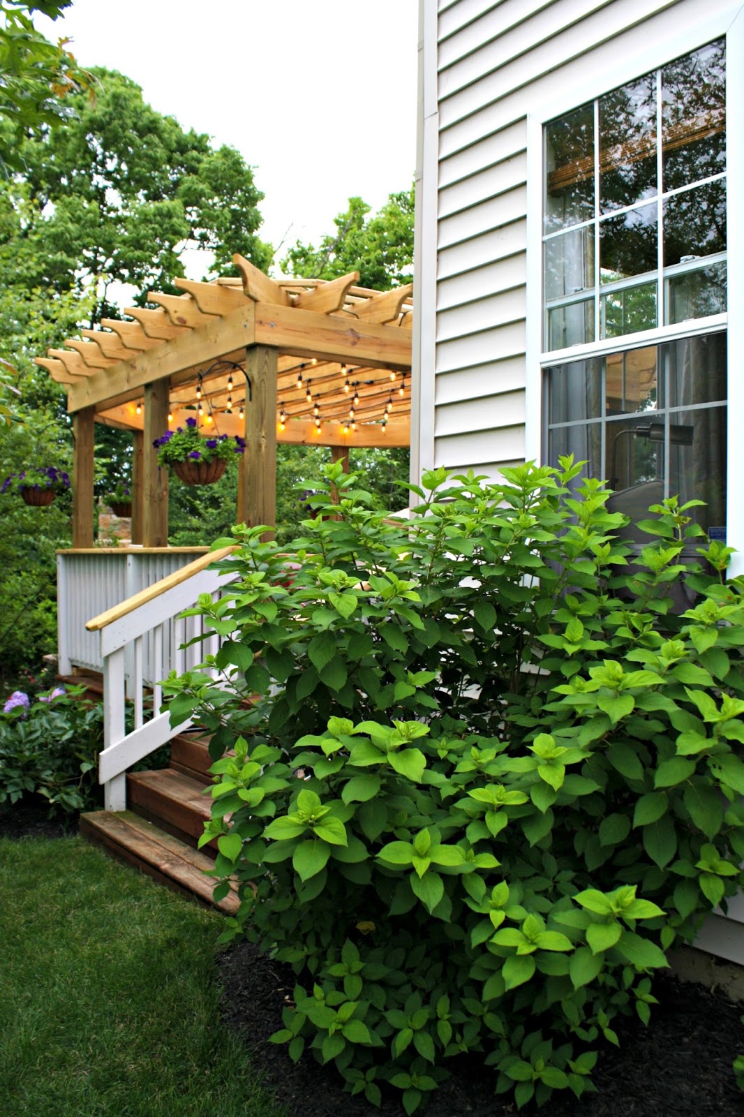 Pergola on deck with lights 