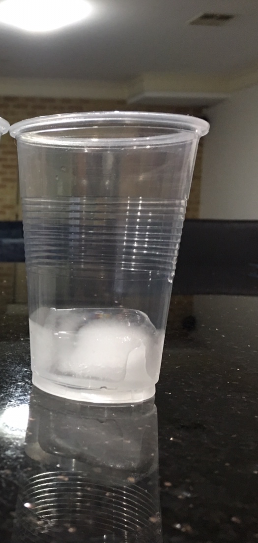 Ice cube + vinegar