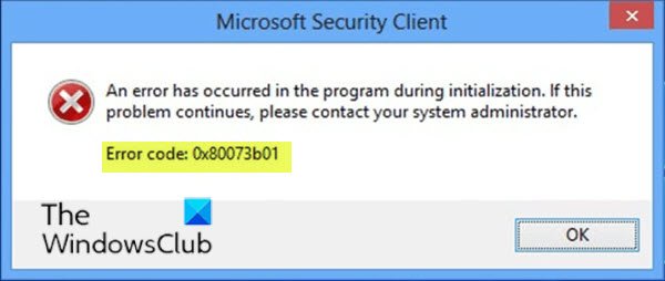 Microsoft Defender 오류 0x80073b01