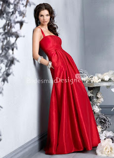 Red Taffeta Square Neck A-line Floor Length Bridesmaid Dress