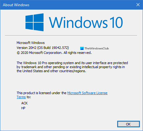 Windows 10v20H22020年10月の更新