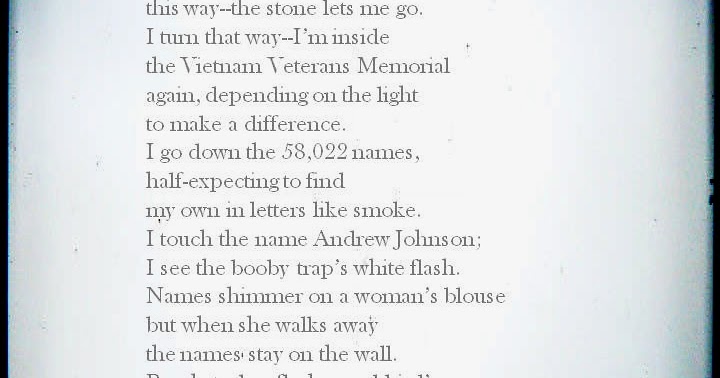 into the disturbed memories of a veteran in facing it by yusef komunyakaa The 5 was the time i tuned into its broadcast on the local pbs channel but turns into honey later once you get to know the minds and hearts of the veteran khe sanh. into the disturbed memories of a veteran in facing it by yusef komunyakaa The 5 was the time i tuned into its broadcast on the local pbs channel but turns into honey later once you get to know the minds and hearts of the veteran khe sanh.