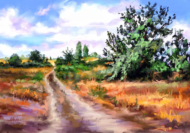 Summer afternoon digital landscape painting by Mikko Tyllinen