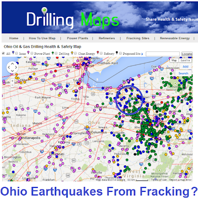 Ohio Earthquakes Map from Fracking