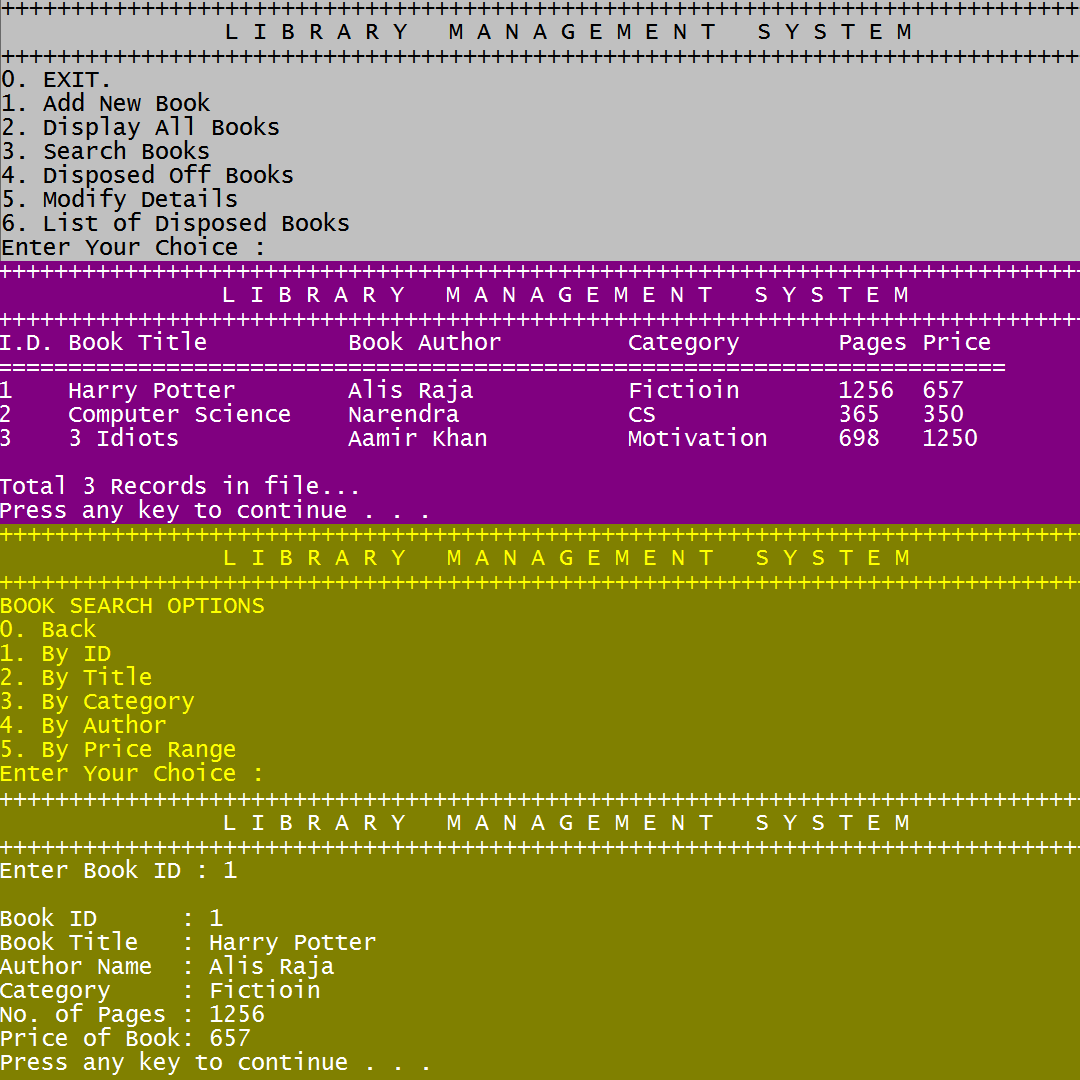 Library Management System in C++ with File Handling. - Narendra Aliani