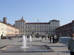 Turin's Palazzo Reale on sunny Piazza Castello
