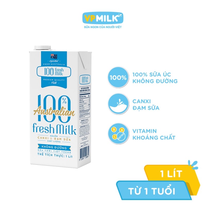 Sữa Tiệt trùng VPMILK AUSTRALIAN – Không Đường 1L