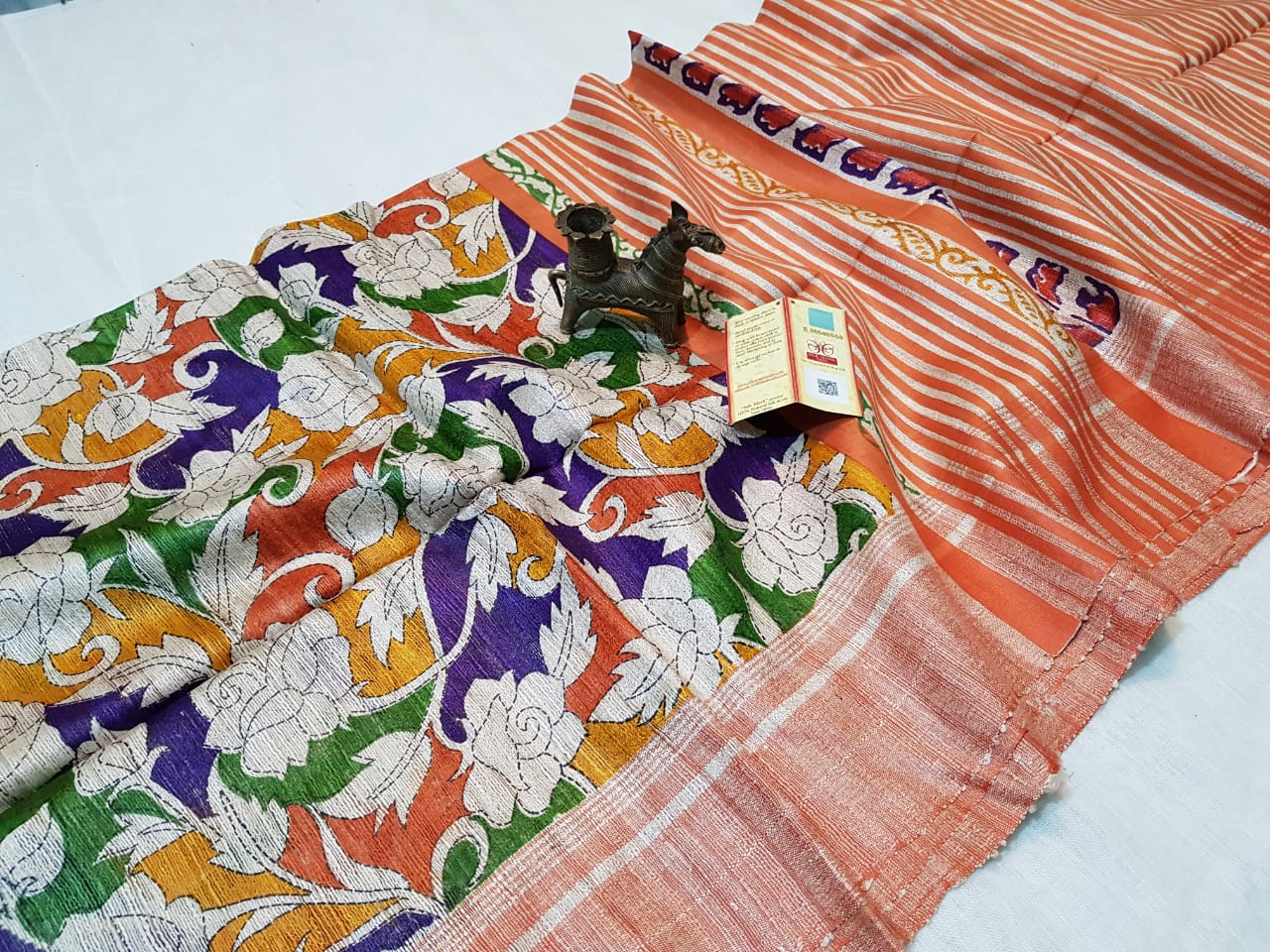 Tusser gicha printed sarees