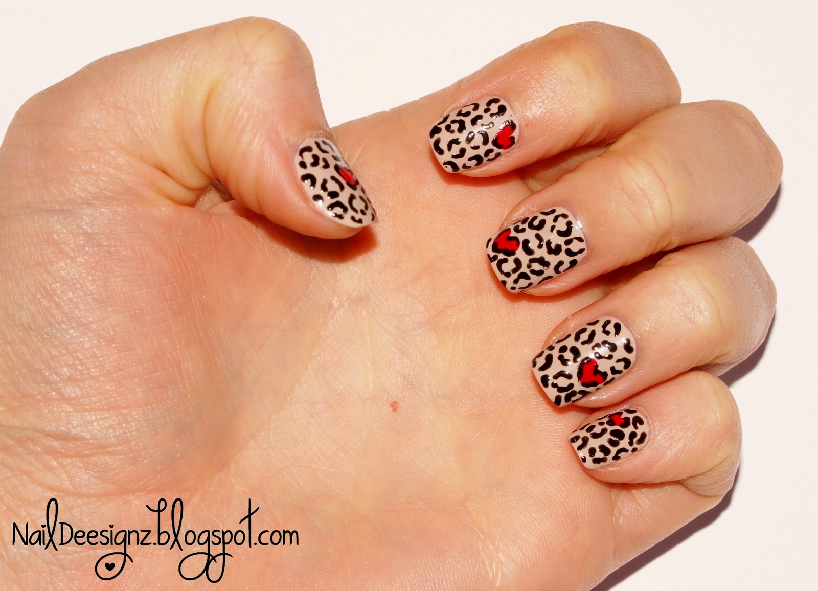NailDeesignz Valentine's Leopard Print Nail Art