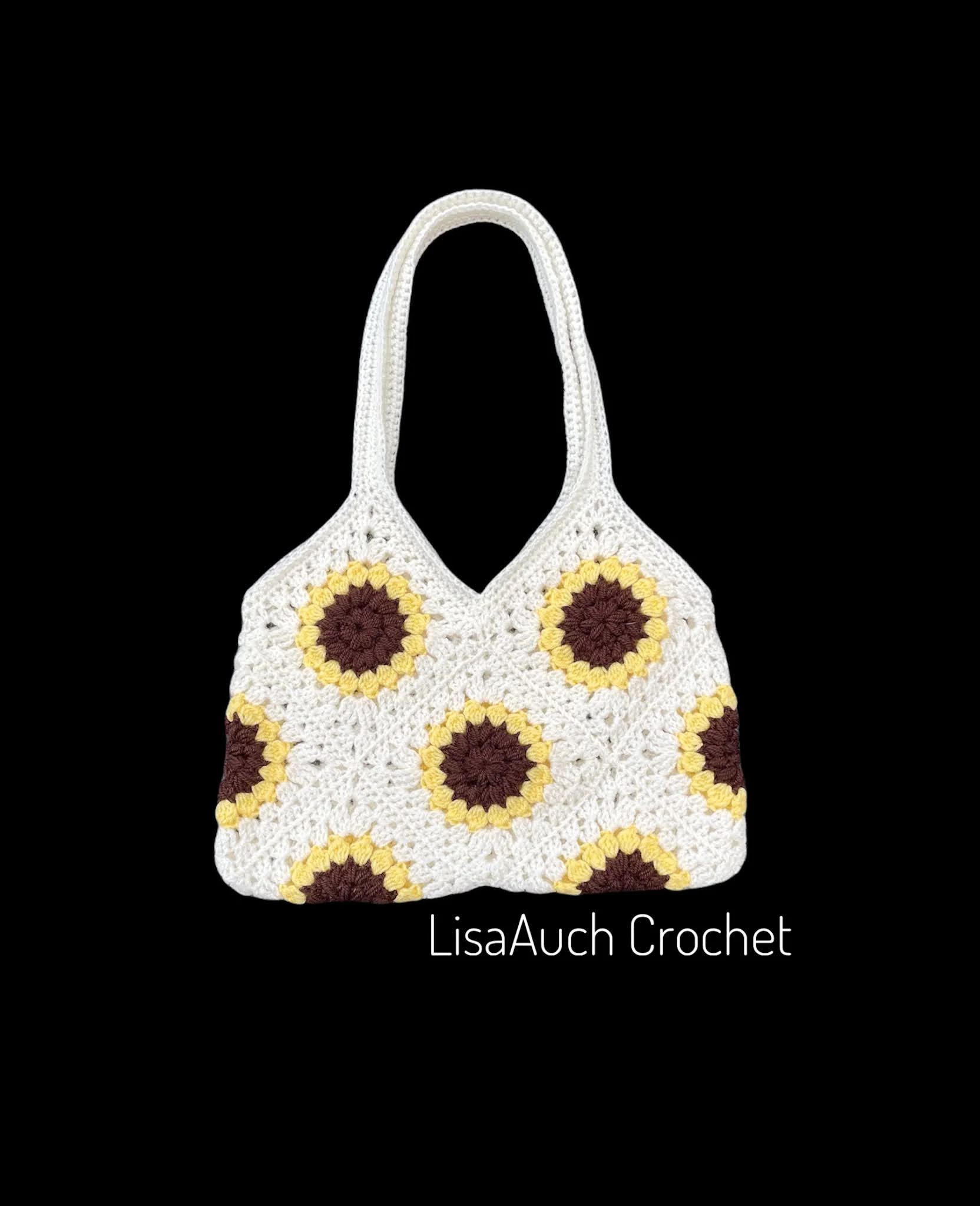 sunflower square crochet bag