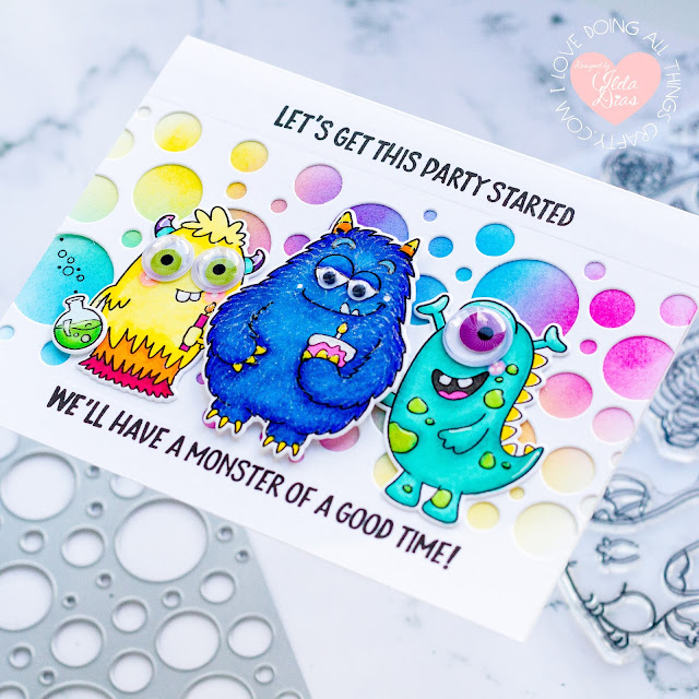 #tonicstudios, #tonicstudiosusa, #tonicstudiosstampclub, Little Monsters Bundle, Birthday, critters, Card Making, Stamping, Die Cutting, handmade card, ilovedoingallthingscrafty, Stamps, how to,
