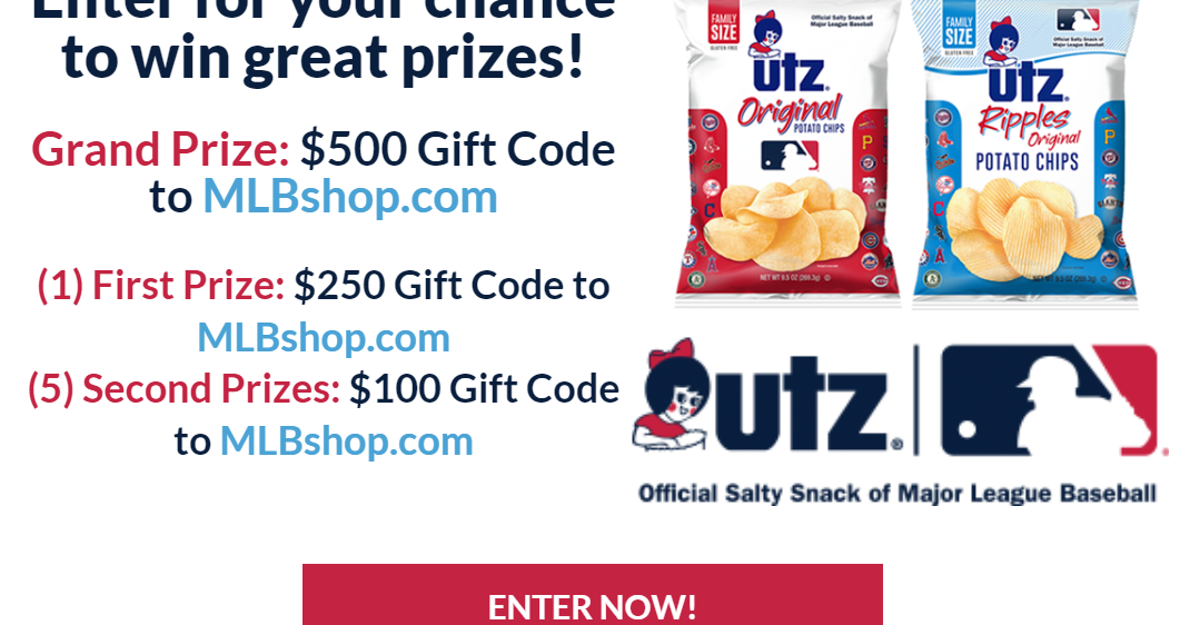 MLB Shop Gift Card Giveaway From Utz Chips 7 Winners. Win a 100