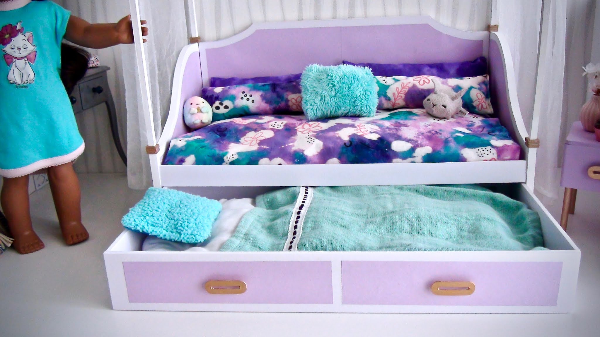 Room for Two Trundle bed with Nightstand DIY for American Girl Dolls