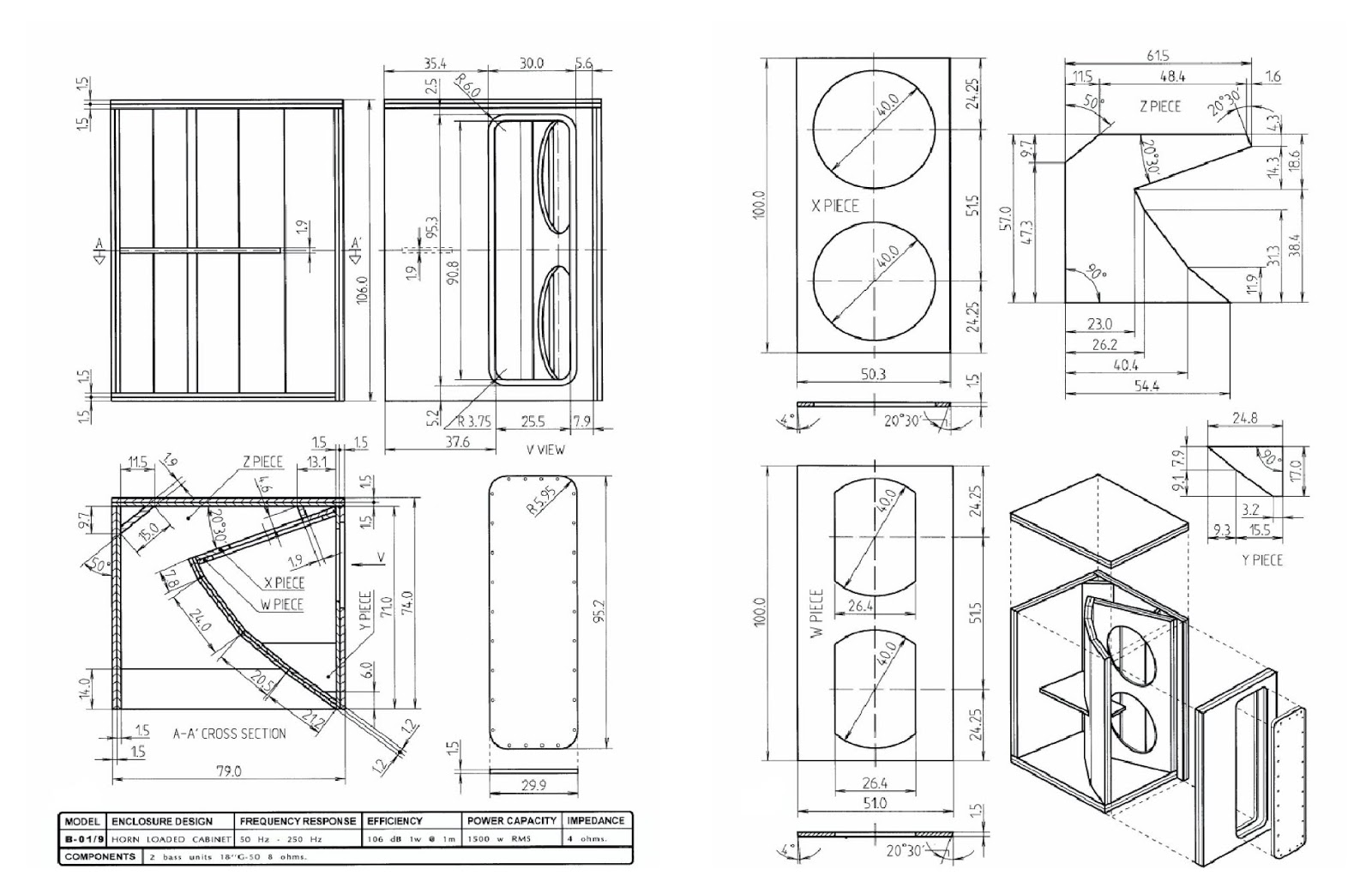 Planos para bafles cajas Serie B