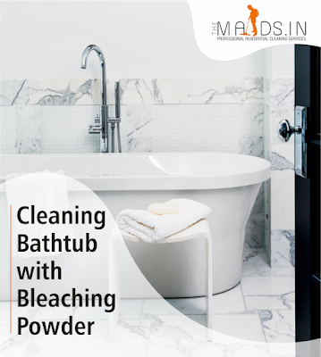 Cleaning Bathtub with Bleaching Powder